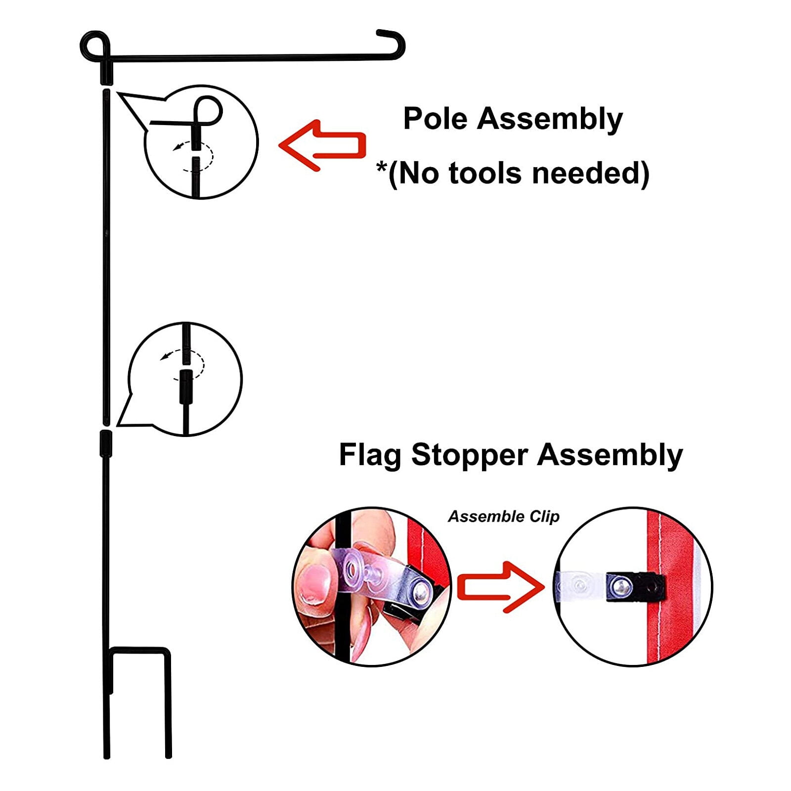 GARVALON 1Pack Iron Garden Flag Display Frame for Yard 89.2x44.7in