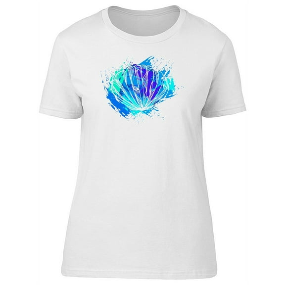 Lovely Blue Watercolor Seashell T-Shirt Women -Image by Shutterstock, Female XX-Large