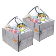 Baby Diaper Caddy Organizer - Baby Shower Gift Basket For Boys Girls | Diaper Tote Bag | Nursery Storage Bin for Changing Table | Newborn Registry Must Haves | Portable Car Travel Organizer-2PACK