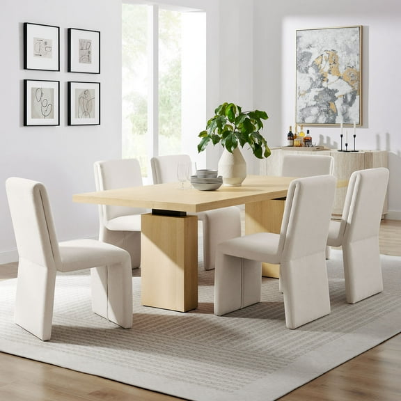 Modway Piston 82" Rectangular Wood Dining Table in Natural