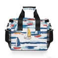 thumbnail image 7 of FORMRS Insulated Cooler Bag 24 Cans Capacity Soft Leakproof Lunch Box with Side Pockets, Dark Blue Hand Drawn Sailboats, 7 of 7