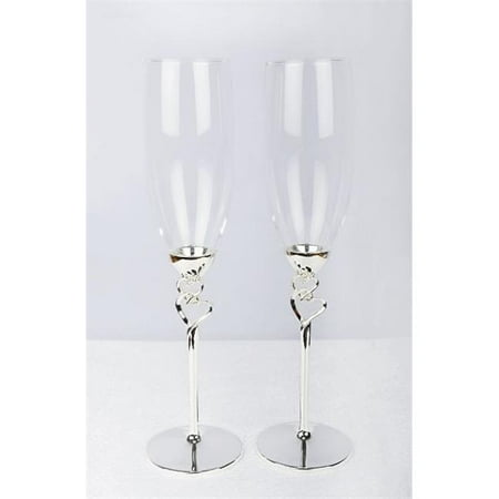 Heart Toasting Flutes - Double Hearts Toasting Flutes & Champagne Glasses