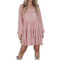 thumbnail image 1 of Sparkling Women‘s Long Sleeve Sequin Mini Dress in Solid Color, 1 of 7