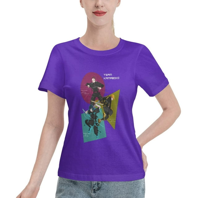 T-Shirt Basique à Manches Courtes pour Femmes Style de Rue Demon Slayer