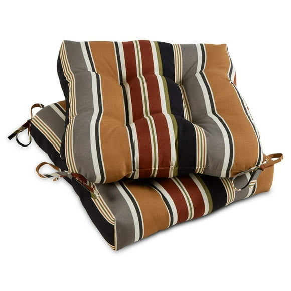 Greendale Home Fashions Coussin de Siège Carré pour Salle à Manger Extérieure, Ensemble de 2, Rayure Espresso 2 Unités
