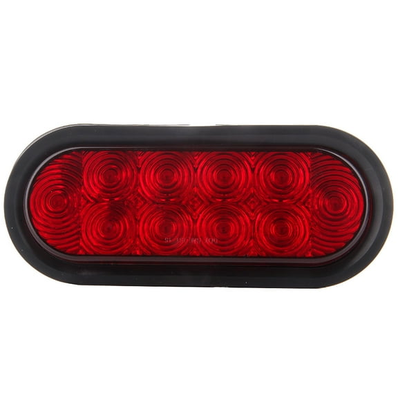 CCIYU Car Marker Light 1 Pack Red LED Oval Rubber Mount SeaLED 10 LED Stop Turn Tail Light w/grommet Trailer Truck