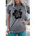 thumbnail image 4 of ABPHQTO Camiseta de manga corta con cuello redondo y estampado de flores grises para mujer, 4 of 5