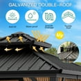 thumbnail image 2 of 10x10 ft Double Roof Hardtop Gazebo, Heavy Duty Galvanised Steel Hardtop Pavilion with Nettings and Curtains, Metal Roof Gazebo for Patio, Terrace, Lawn and Deck, Brown, 2 of 7