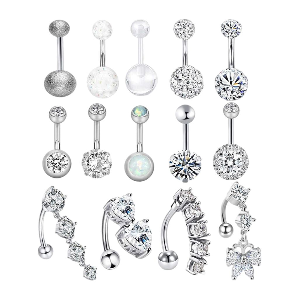 Belly Button Rings 14 Gauge Stainless Steel Dangle Barbells