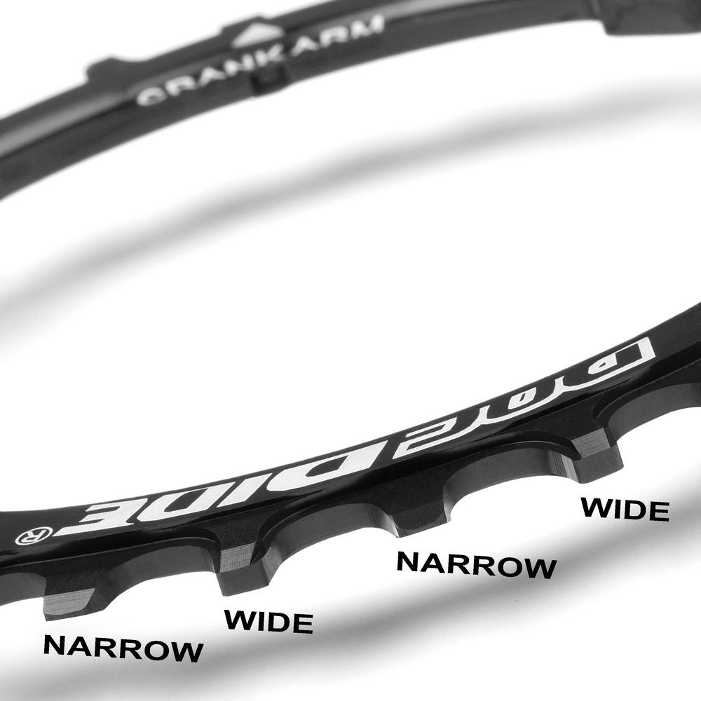 32T Narrow Wide Chainring 104 BCD Black Aluminum With 4 Black Aluminum Bolts By RocRide For 9/10/11 Speed. - image 4 of 5