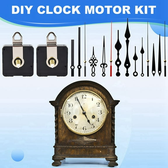 2PCS 32mm Long Shaft DIY Quartz Clock Movement with 5 Different Pairs Hands Wall Clock Movement Mechanism Repair Parts,2 * Quartz clock movements 14 * clock hands 2 set * Accessories,Black