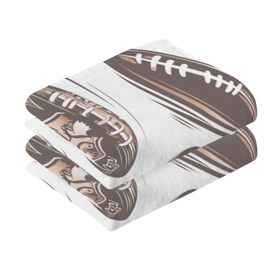 2 Pcs Absorbent Face Towel Bath Hand Towels Soft Breathable Cotton Towel Set for Bathroom Kitchen Hotel Spa Decor American Football Elements