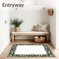 thumbnail image 3 of ODIKA 2'x3' Machine Washable Non-Slip Area Rug, Yuletide Wreath Welcome with Ornamental Border High Traffic Rug, Green, 738265, 3 of 7