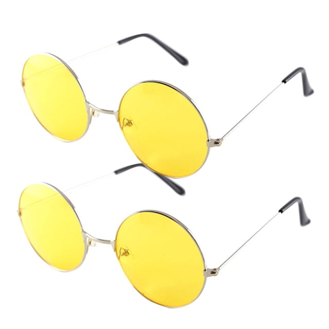 EeaseMX 2 gafas de sol redondas de gran tamaño con protección UV400 para hombre y mujer (montura dorada, gafas amarillas)