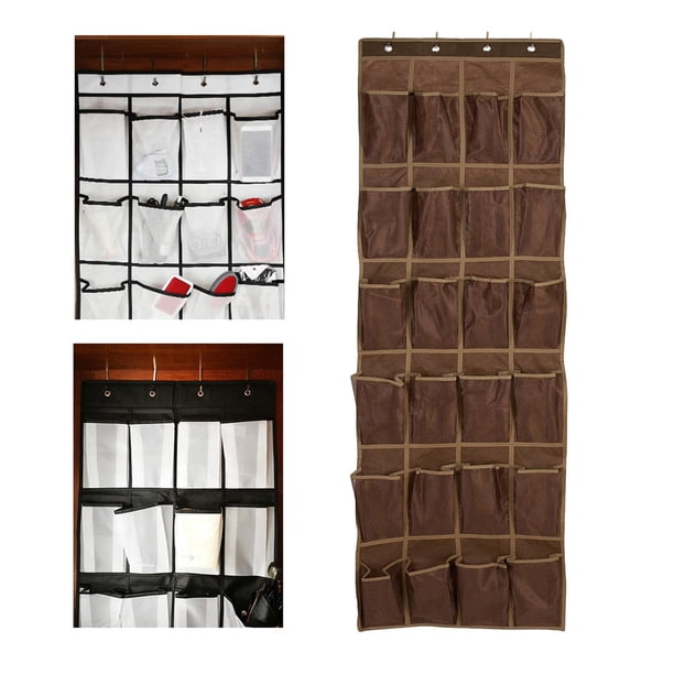 Organizador de Zapatos de 24 Bolsillos Colgando sobre Puerta Estante de Almacenamiento Ahorro de Espacio , marrón perfecl Organizador para colgar en la puerta