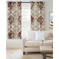 thumbnail image 2 of Vintage Pink Red Floral Blackout Curtains for Bedroom Living Room Darkening Curtains 63 Inches Long Farmhouse Flower Green Leaf Window Curtain 2 Panels Set Window Treatment Grommet Drapes 52"x63", 2 of 9