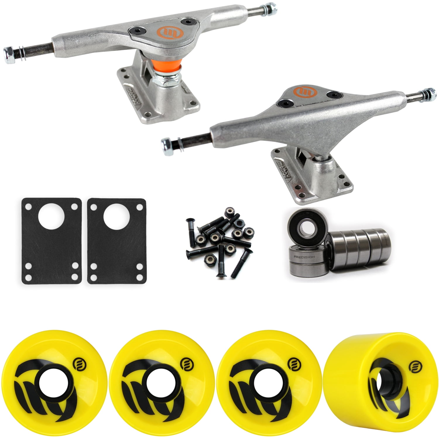 Longboard Trucks Wheels Package METHOD VELOCITY YELLOW 70mm 80A ZC