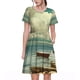 thumbnail image 1 of Balery Serene Coastal Blue Sky Vestidos sueltos de manga corta para mujer, vestidos de verano 2025, vestidos casuales de corte A con vuelo., 1 of 6