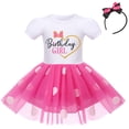 thumbnail image 2 of IBTOM CASTLE Toddler Baby Girls Birthday Princess Outfits Polka Dots Tutu Mouse Dress Fancy Dance Costume Halloween Cosplay Party Dress up with Ears Headband 5 Years Hot Pink-Heart, 2 of 8