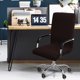 thumbnail image 2 of Silla de Escritorio PiccoCasa Funda Jacquard Rayas Alto Respaldo Universal Giratoria Color café Talla M, 2 of 9