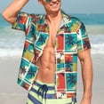thumbnail image 4 of Uemuo Colorful Hawaii Palms Printed Regular Fit Short Sleeve Casual Hawaiian Shirt for Men,Aloha shirt,Tropical shirt,Floral print shirt,Vacation Beach shirt-3X-Large, 4 of 9