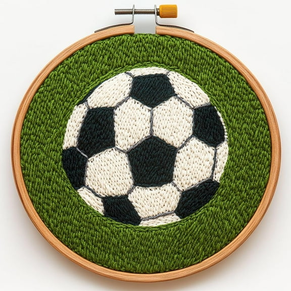 Punch Needle kits Soccer Ball Easy for Beginners DIY Punch Needle Yarn Starter Embroidery Set for Craft Lovers with Printed Pattern and Hoop for Home Decor 20x20cm(1)