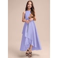thumbnail image 2 of Drtj 2-14T Junior Flower Girl A-line Scoop Asymmetrical Satin Wedding Bridesmaid Cascading Ruffles Dress, 2 of 6