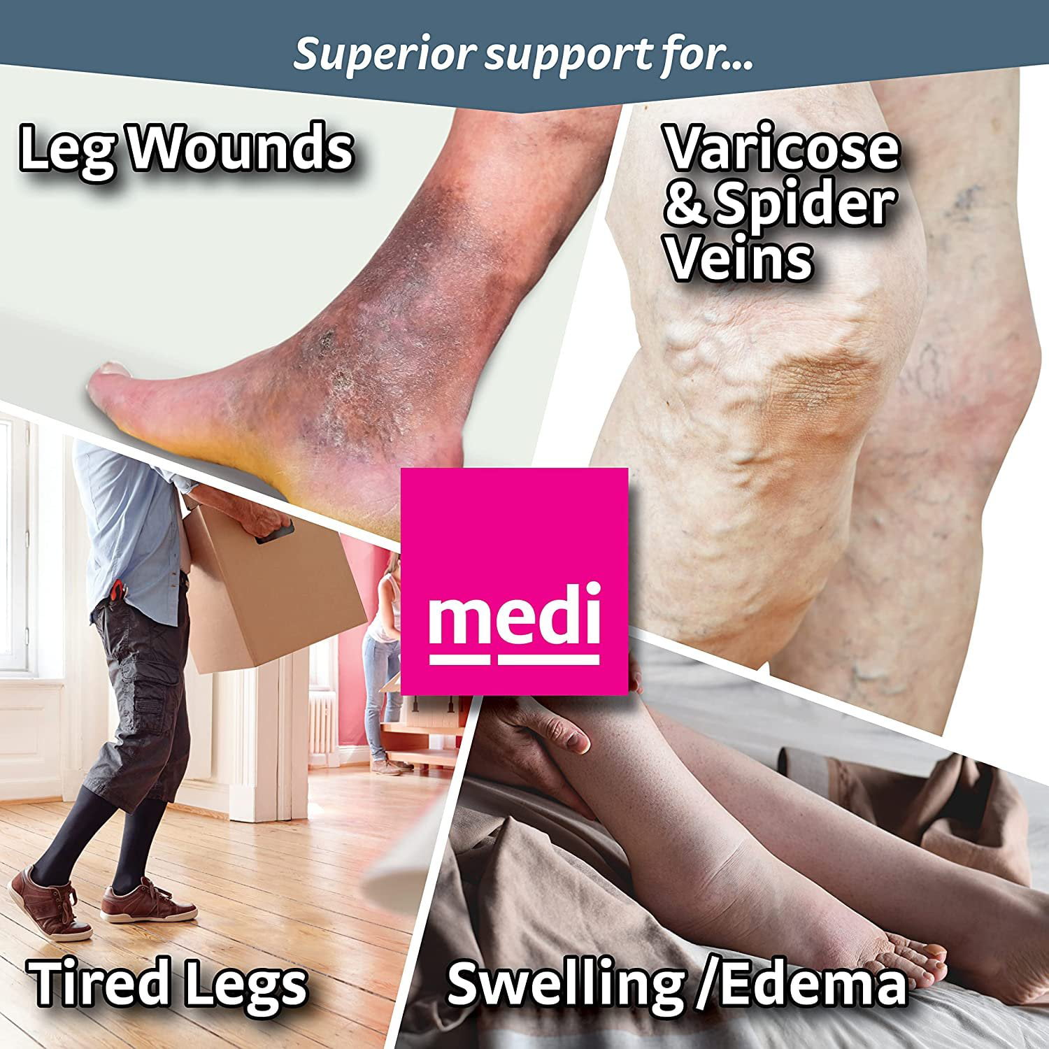 mediven plus for Men & Women, 20-30 mmHg Calf High w/Silicone Top Band  Closed Toe Compression Stockings, Black, III-Petite 