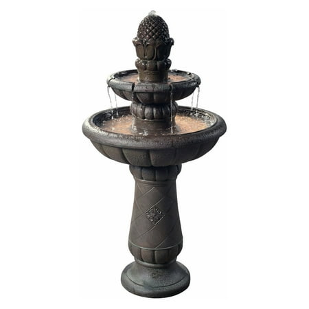 Beckett Waterfall - Peaktop - Outdoor Deluxe Pineapple 2-Tier Waterfall Fountain