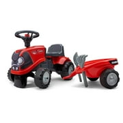 Falk FA238C Case IH Ride-On & Push-Along Tractor with Trailer & Tools for 1 Year Kids, Red