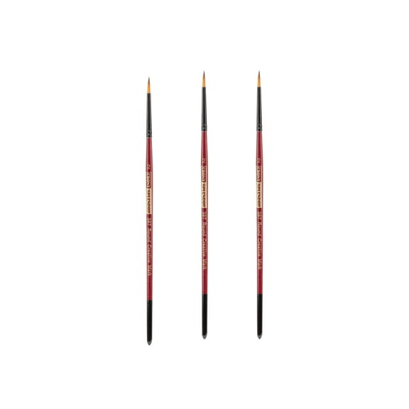 Creative Mark Ebony Splendor Short-Handled Synthetic Sable Paint Brush, Round # 2, Pack of 3, Teijin Multi-Filament Hair, Handcrafted Synthetic Paint Brushes for Acrylic, Watercolor Painting and More