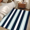 thumbnail image 3 of Area Rug 48×72in, Navy Blue Turquoise Stripes Floor Carpet Living Room Rug, Modern Minimalist Art Non-Slip Welcome Mat Indoor Rugs for Bedroom Dining Room, 3 of 9