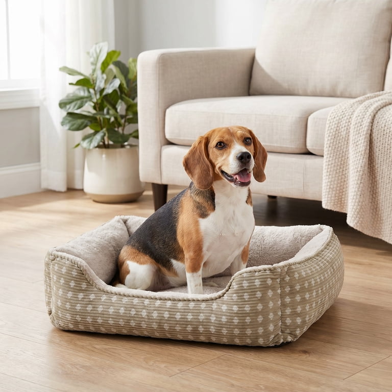 Vibrant Life Small Cuddler Pet Bed, Tan, 19" x 15" photo 3