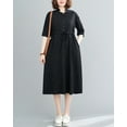 thumbnail image 5 of Women Half Sleeves Summer Calf Length V-Neck Midi Dresses GA2268 Black, 5 of 5