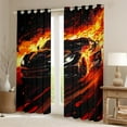 thumbnail image 2 of Fire Racing Car Curtains & Drapes Sports Car Printed Blackout Curtains 84x84,Cool Race Car Curtains Extreme Sport Gaming Black Out Curtains Black And Red Window Curtains Room Decor, 2 of 6