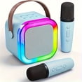 thumbnail image 4 of Máquina de karaoke portátil Mini con 2 micrófonos inalámbricos - Recargable a través de USB, altavoz inalámbrico para fiestas de cumpleaños de adolescentes y diversión familiar, 4 of 8