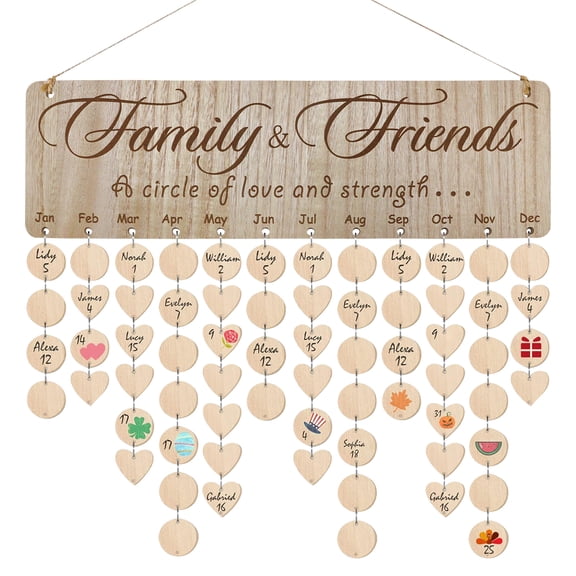 Gifts for Mom Grandma from Daughter Son, Wooden Family Birthday Reminder Tracker Hanging Board with 100 Tags, Best Gift Ideas for Mother's Day Birthday Christmas