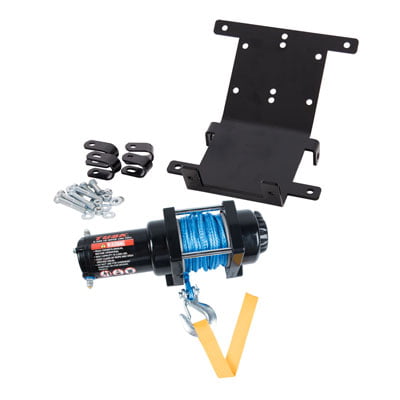 for Yamaha RHINO 700 FI 4x4 Auto 2011-2013 Winch with Synthetic Rope and Mount Plate 3500 lb 