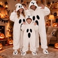 thumbnail image 5 of Halloween Pajamas Ghost Themed Hooded Onesie Plush Pjs for Women (White M), 5 of 8