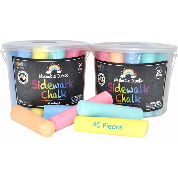 2 Pack CocoNut Outdoor Jumbo Sidewalk Chalk, 40 Pieces