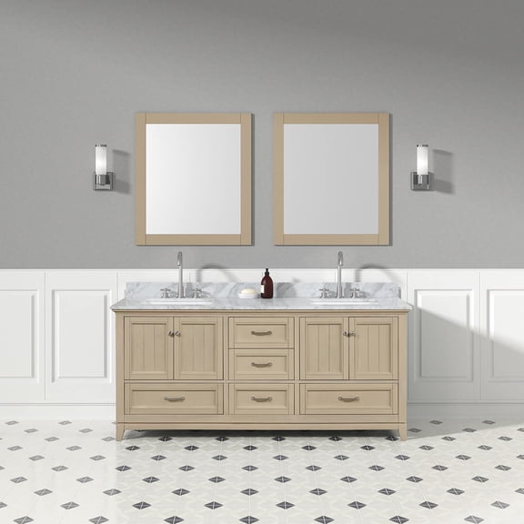 Lily 72 Inch Modern Console Vanity Base - Light Oak