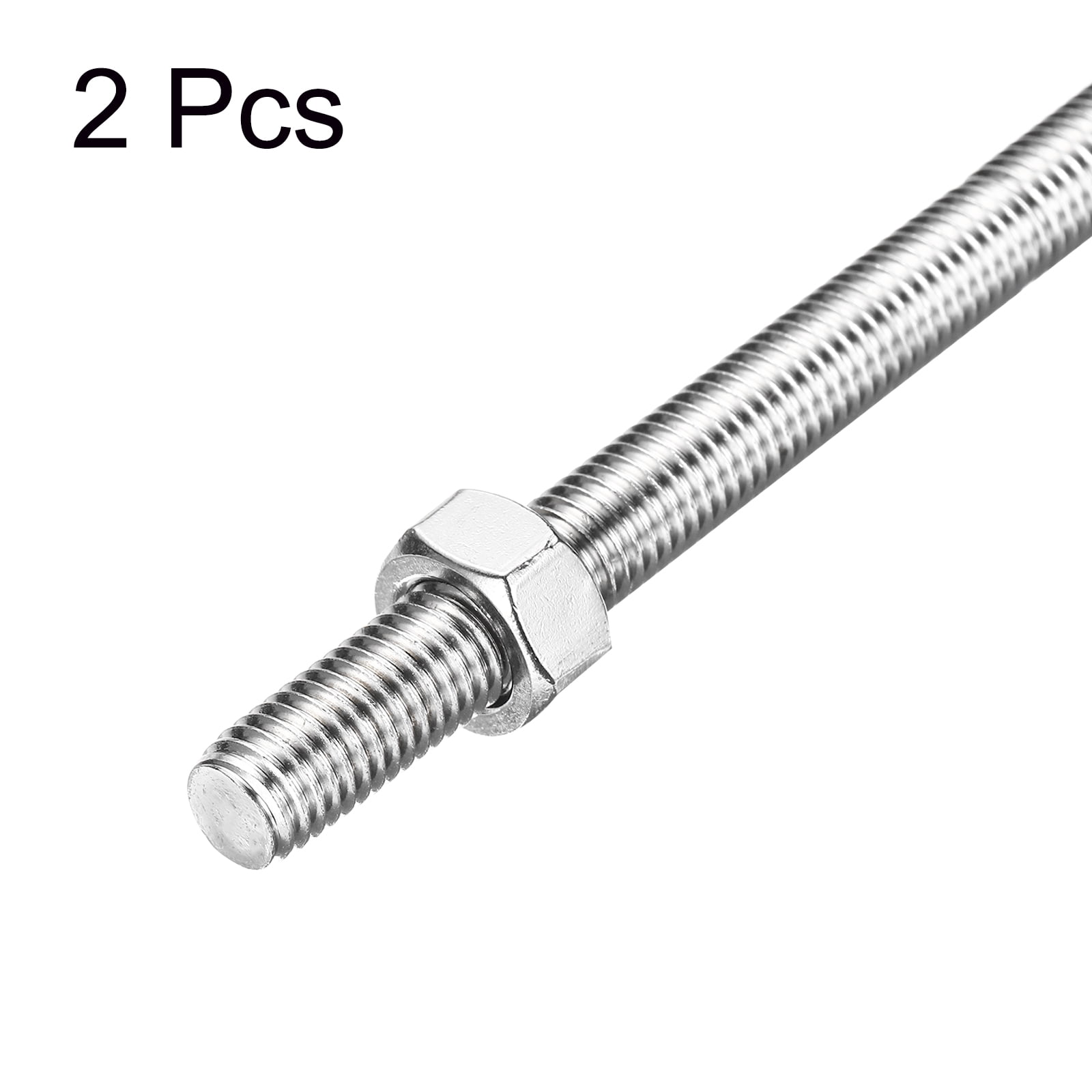 Fully Threaded Rod M10 x 350mm 1.5mm Pitch 304 Stainless Steel Right Hands 2pcs