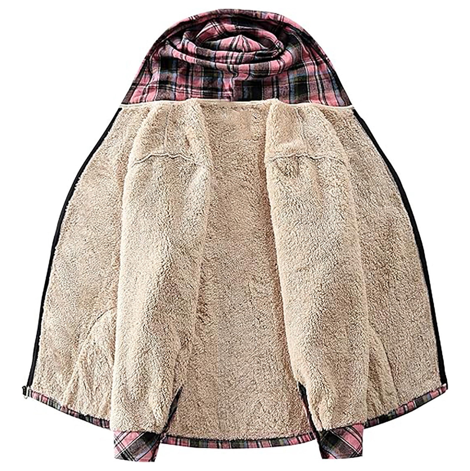 Womens Sherpa Fleece Lined Flannel Jacket Button Down Plaid Lightweight Flannel Shirt Jacket Women