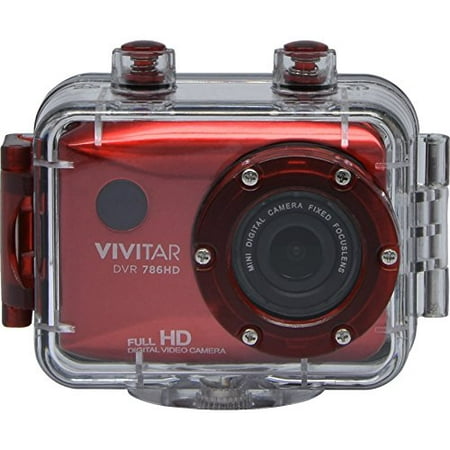 Vivitar DVR 786HD 12MP Action Camera, 1080p at 30 fps, 2  Screen, Red