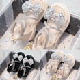 thumbnail image 4 of NOKIO Girls' Glitter Sandals Girls' Rhinestone Sandals Girls' Summer Sandals Girls' Comfort Sandals Summer New Rubber Sole Lightweight Breathable Rhinestone Bow Girls Beach Sandals, 4 of 8