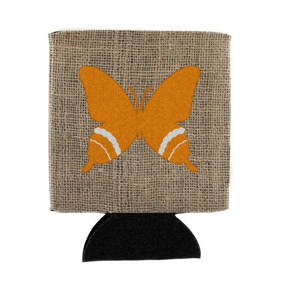 Butterfly Burlap and Orange BB1034 Can or Bottle Hugger
