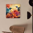 thumbnail image 4 of 14 Inch Wall Clock Battery Operated Square Clock Decorative for Office, Kitchen, Outdoor, Living Room，Beautiful Hummingbird Flower Landscape Nature Beautiful, 4 of 4