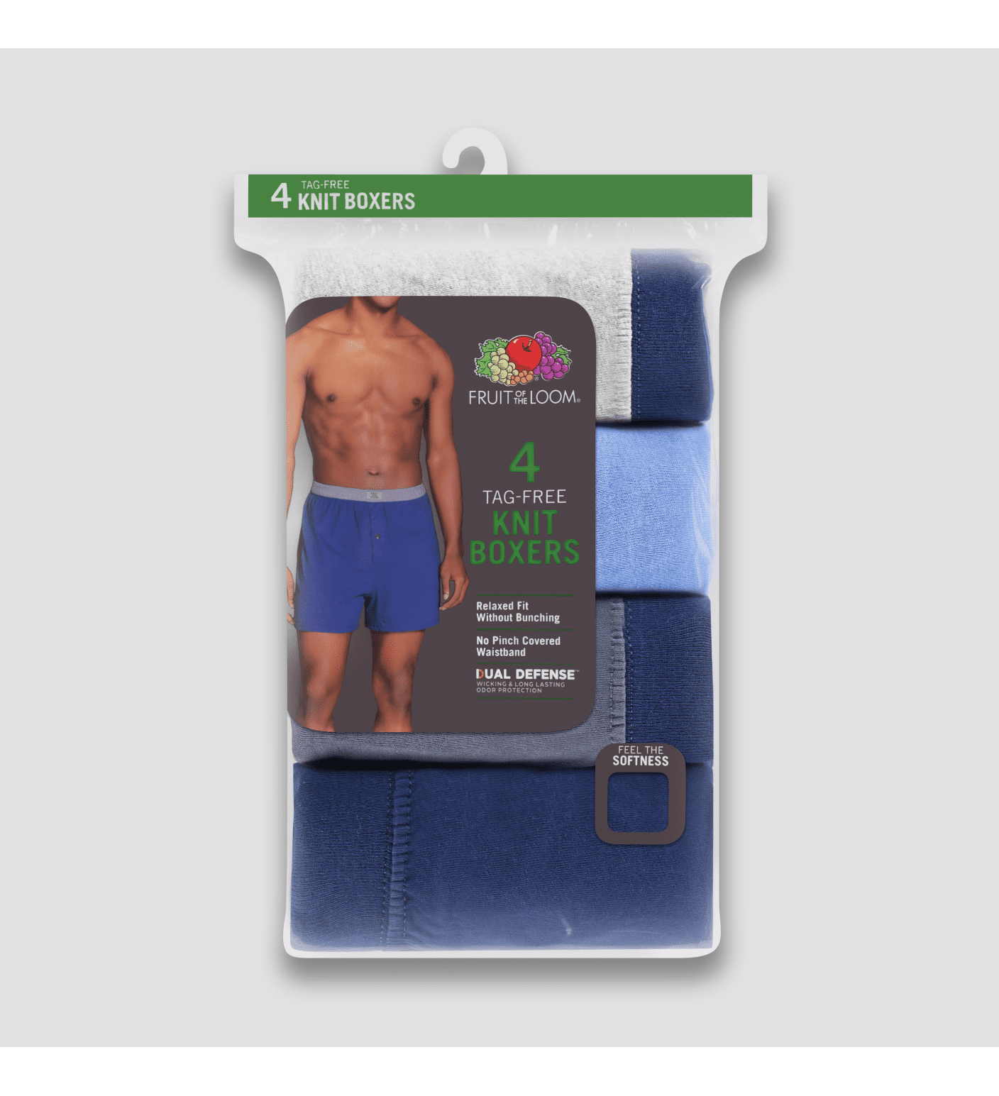 Fruit Of The Loom Mens Big Knit Boxers 4 Pack, 2XL, Assorted