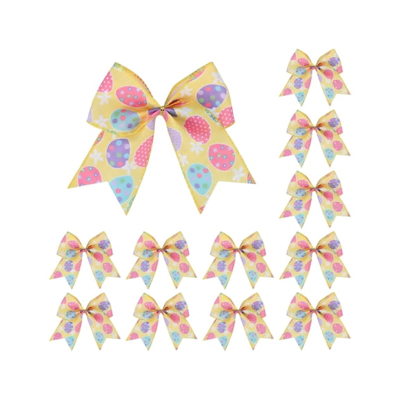 12 Pcs Easter Decorative Bows with Rabbit Pattern, Spring Gift Wrapping Bow Set for Wreath Tree Top Front Door Party Home Holiday Decor