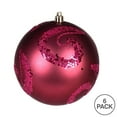 thumbnail image 2 of Vickerman Boules Tourbillonnantes de 4 Pouces en Sequins Mats Rouge Baie (Ensemble de 6), 2 of 3